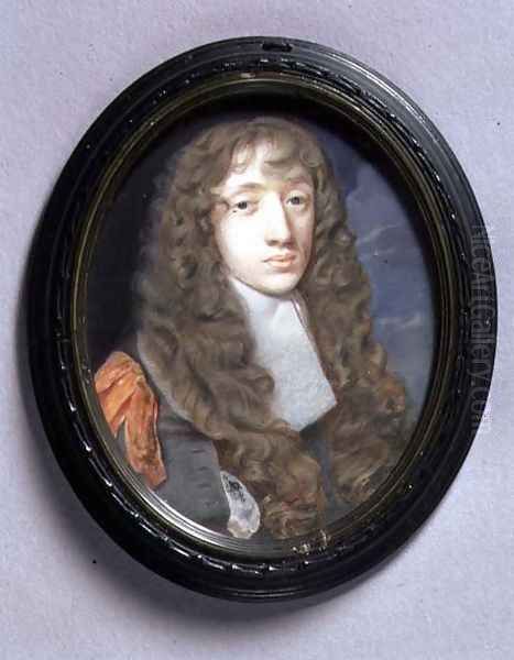 Portrait Miniature of a Young Man in Grey, c.1660-5 Oil Painting by Samuel Cooper