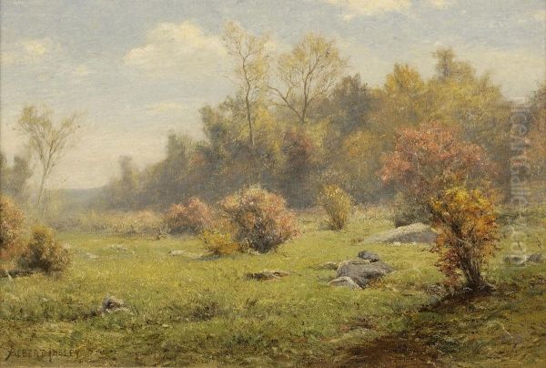 Mist In The Valley. Signed Lower Left Albert Insley. Oil Painting by Albert B. Insley