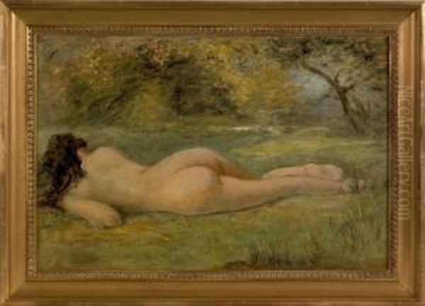 Nude In A Landscape Oil Painting by Albert B. Insley