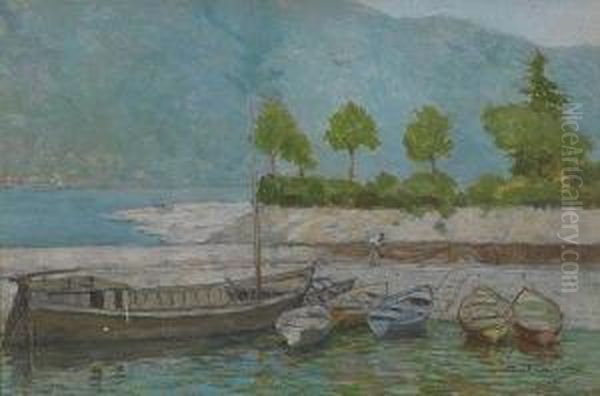 Il Porticciolo Di Calde (lago Maggiore) Oil Painting by Enrico Intraina