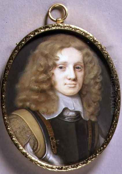 Portrait Miniature of a Man in Armour, c.1660 2 Oil Painting by Samuel Cooper