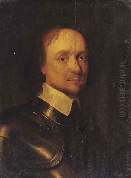 Portrait of Oliver Cromwell (1599-1658), bust-length, in armour Oil Painting by Samuel Cooper