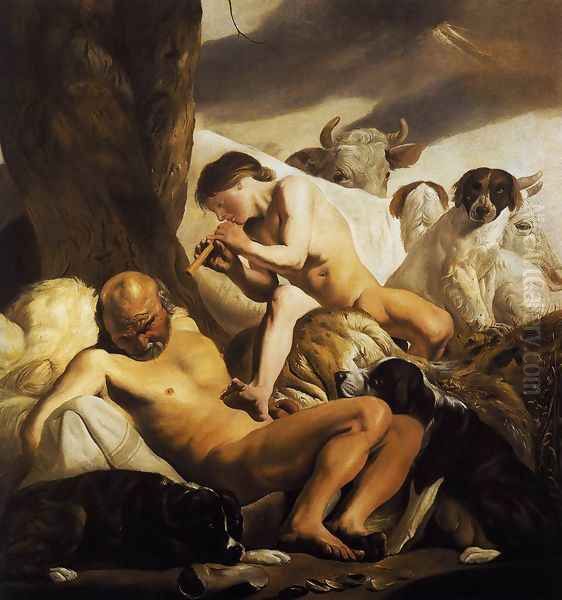 Mercury, Argus and Io 1630s Oil Painting by Jacob van Campen