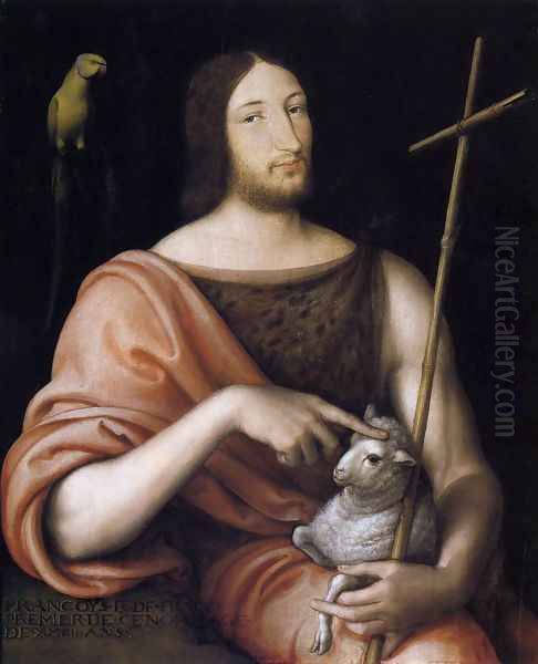 Portrait of Francois I as St John the Baptist 1518 Oil Painting by Jean Clouet