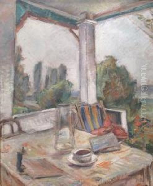 Terrace Oil Painting by Petre Iorgulescu Yor