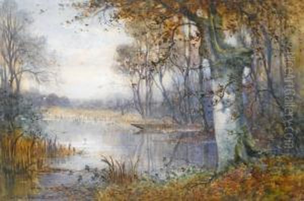 Landscape With Silver Birches And A Lake Oil Painting by Thomas Tayler Ireland