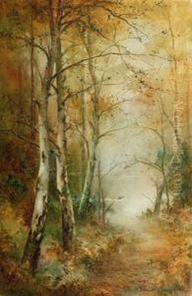 Burnham Beeches; The Path To The Lake Oil Painting by Thomas Tayler Ireland