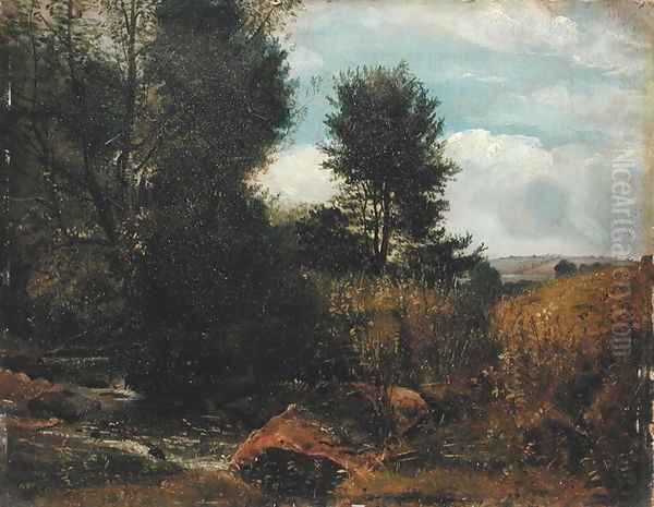 View on the River Sid, near Sidmouth, c.1852 Oil Painting by Lionel Constable