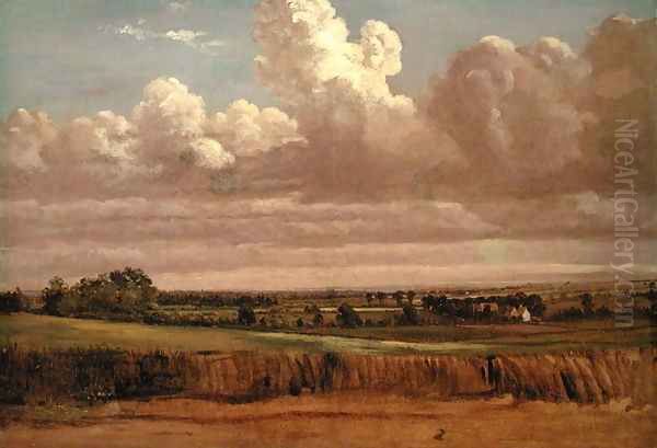 Landscape with Wheatfield, c.1850s Oil Painting by Lionel Constable