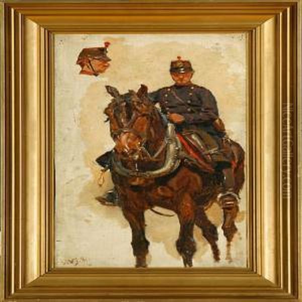 A Hussar On His Horse Oil Painting by Valdemar Irminger