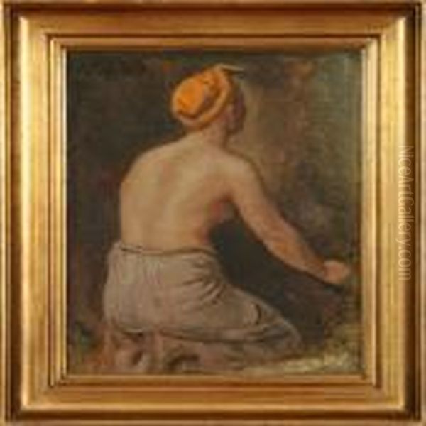 Portrait Of A Naked Woman Oil Painting by Valdemar Irminger