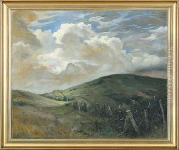 Hilly Landscape Oil Painting by Valdemar Irminger