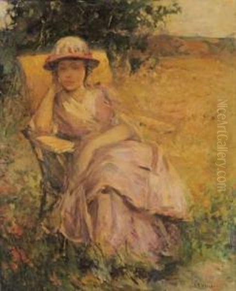 Femme Alanguie Dans Un Jardin Oil Painting by Wilson Henry Irvine