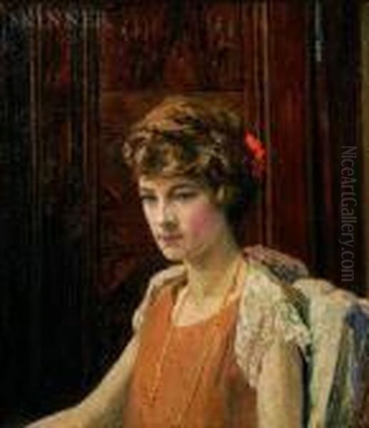 Portrait Of The Artist's Daughter Oil Painting by Wilson Henry Irvine