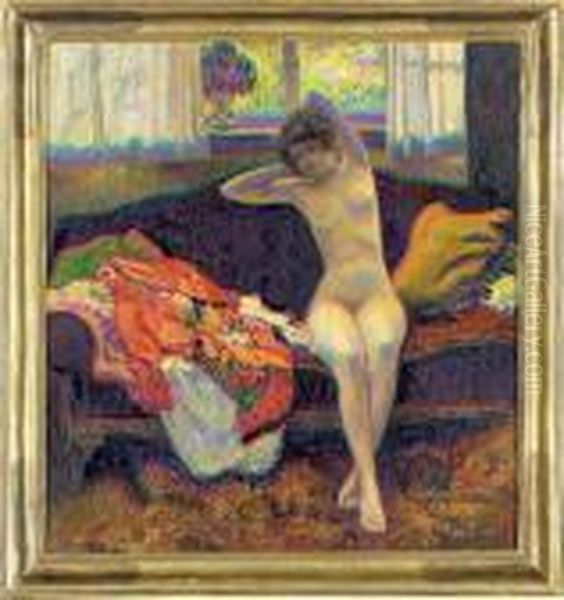 Seated Nude On A Sofa Oil Painting by Wilson Henry Irvine