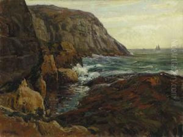 Waves Crashing On The Rocks Oil Painting by Wilson Henry Irvine