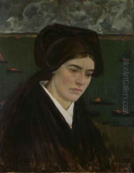 Young Woman at Ile de Sein, 1909 Oil Painting by Charles Cottet