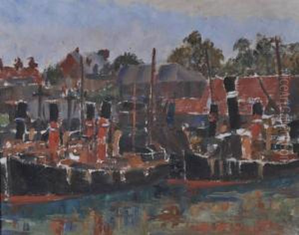 Harbour Scene Oil Painting by Greville Irwin