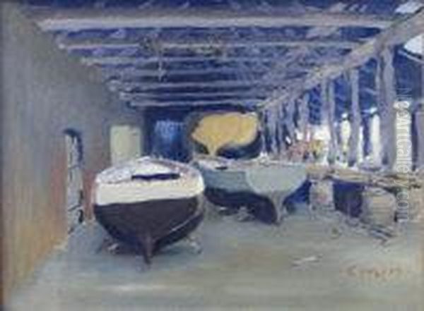 The Boat Store Oil Painting by Greville Irwin