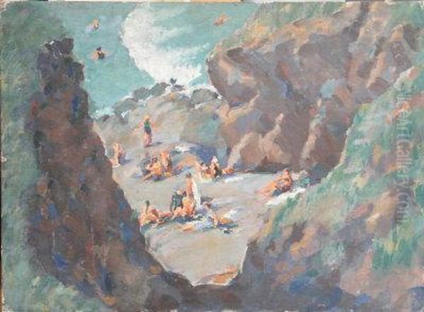 The Bather's Cove. Oil Painting by Greville Irwin