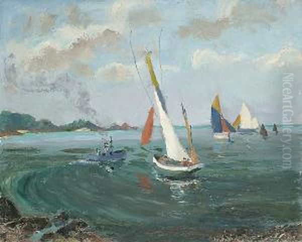 Tossie Boats, Mevagissey Oil Painting by Greville Irwin