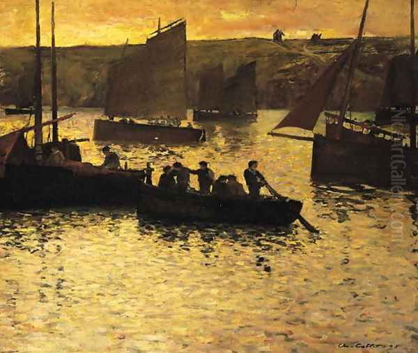 In the Port, 1895 Oil Painting by Charles Cottet