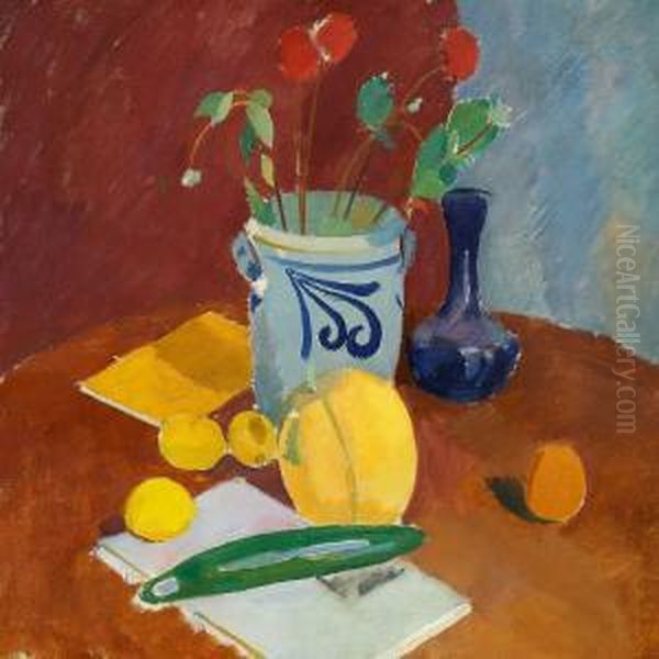 Still Life With Lemon And Vase Oil Painting by Karl Isakson