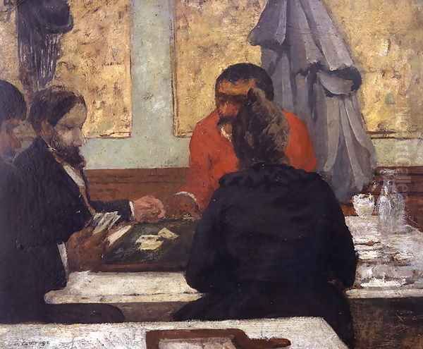 Card Players, 1883 Oil Painting by Charles Cottet