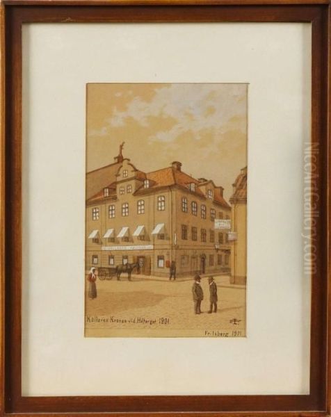 Kallaren Kronan Vid Hotorget Oil Painting by Johan Fredrik Isberg