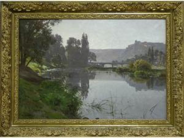 Besancon, Le Doubs Et Lacitadelle Oil Painting by Marie-Victor Emile Isenbart