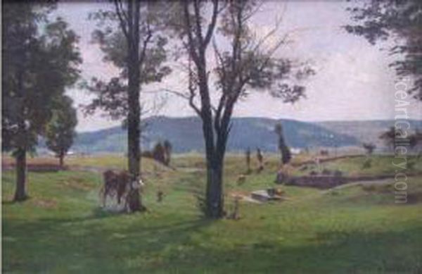 Vaches A L'abreuvoir Oil Painting by Marie-Victor Emile Isenbart