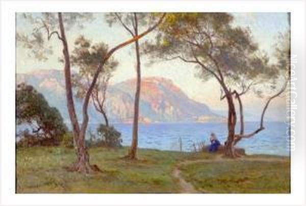 Femme Au Bord Du Lac Oil Painting by Marie-Victor Emile Isenbart