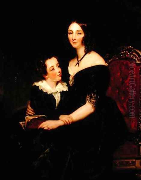 Portrait of Eliza Boardman and her son, Robert, 1848 Oil Painting by Margaret Sarah Carpenter