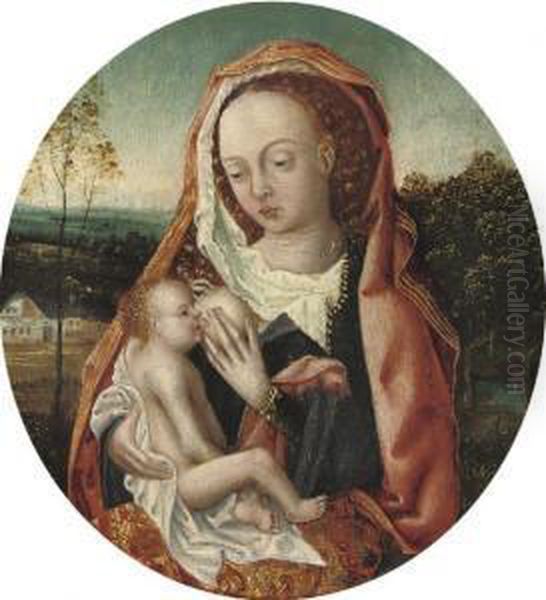 The Virgin And Child In A Wooded Landscape Oil Painting by Adriaen Isenbrandt (Ysenbrandt)