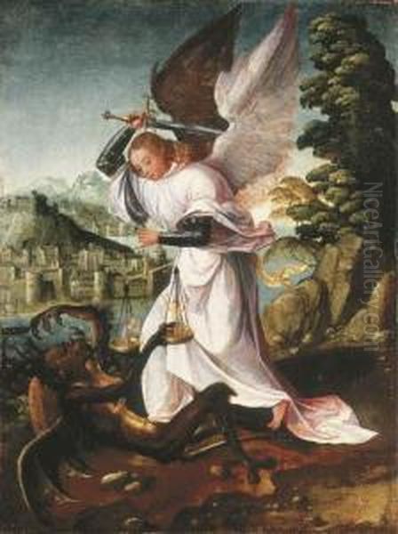 Saint Michael Oil Painting by Adriaen Isenbrandt (Ysenbrandt)