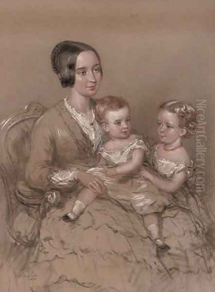 A mother with her children Oil Painting by Margaret Sarah Carpenter