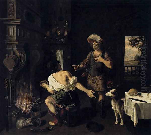 Esau and Jacob 1630 Oil Painting by Michel I Corneille