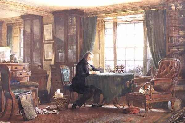 John Ruskin in his study at Brantwood, Cumbria, 1882 Oil Painting by William Gersham Collingwood