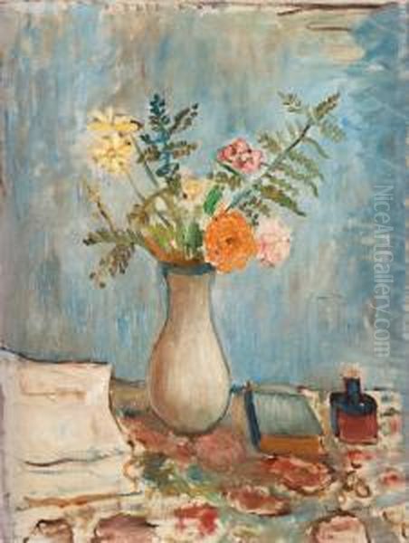 Stilleben Med Blommor I Vas Oil Painting by Ivan Ivarson