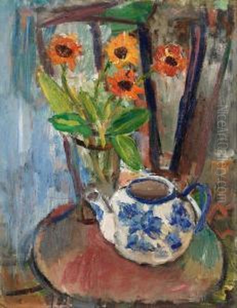 Still Life With Tea Pot Oil Painting by Ivan Ivarson