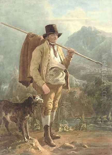 A Cumberland shepherd Oil Painting by Joshua Cristall