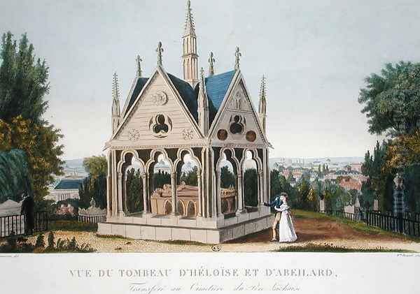 The Tomb of Heloise and Abelard in the Pere Lachaise Cemetery, 1815-20 Oil Painting by Henri Courvoisier-Voisin