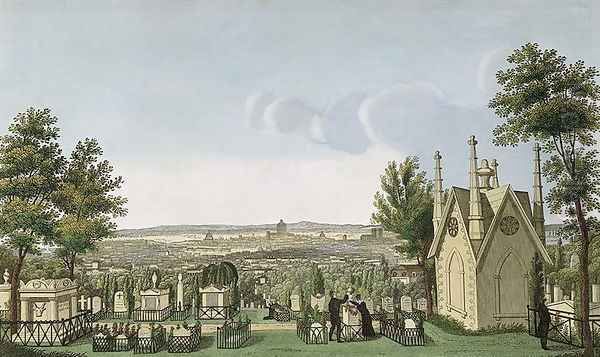 View of Pere-Lachaise Cemetery from the Gothic Chapel Oil Painting by Henri Courvoisier-Voisin