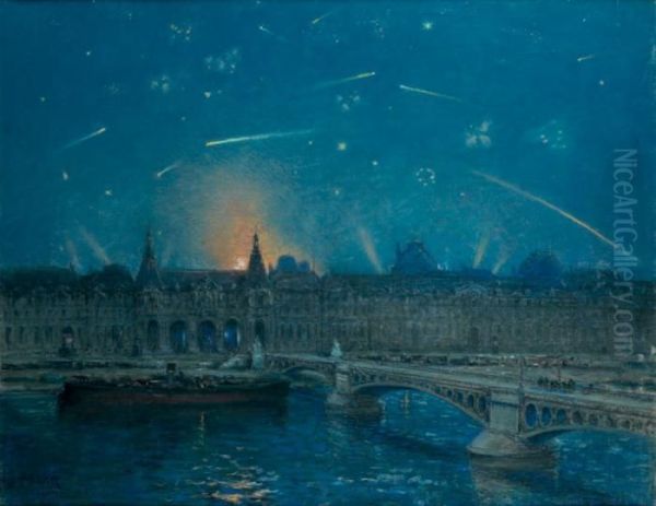 Le Louvre Et Le Quai De Seine Oil Painting by Marie Joseph Leon Clavel Iwill