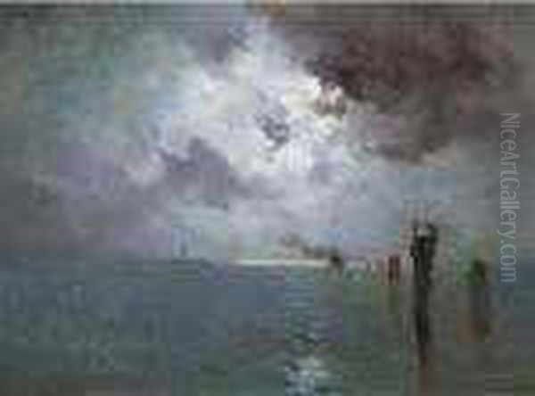 The Venetian Lagoon At Night Oil Painting by Marie Joseph Leon Clavel Iwill