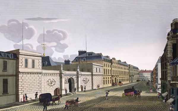 The Bank of France from Rue Croix-Petits-Champs Oil Painting by Henri Courvoisier-Voisin