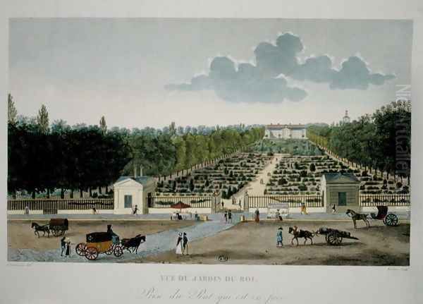 View of the Jardin du Roi in Paris from the bridge of Austerlitz Oil Painting by Henri Courvoisier-Voisin