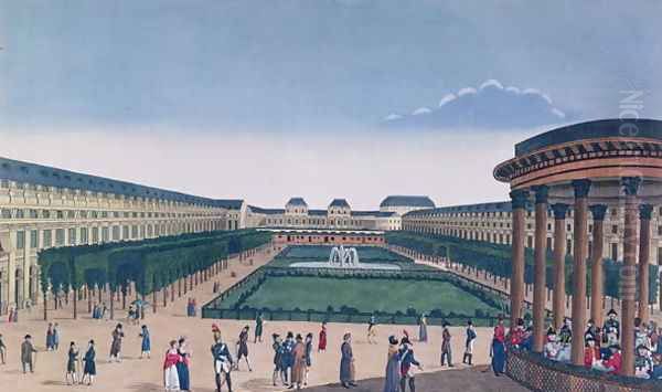 View of the Gardens of the Palais Royal, as seen from the Rotunda Oil Painting by Henri Courvoisier-Voisin