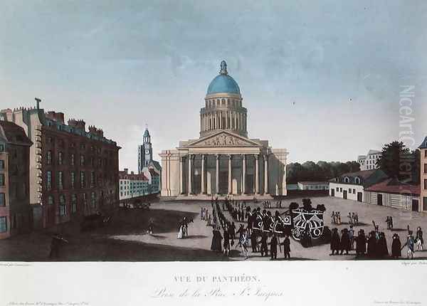 Funeral procession outside the Pantheon, c.1815-20 Oil Painting by Henri Courvoisier-Voisin