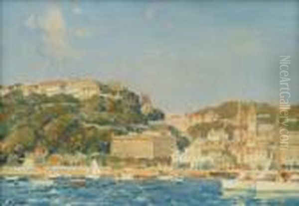 Mediterranean Harbourscene Oil Painting by Richard Jack